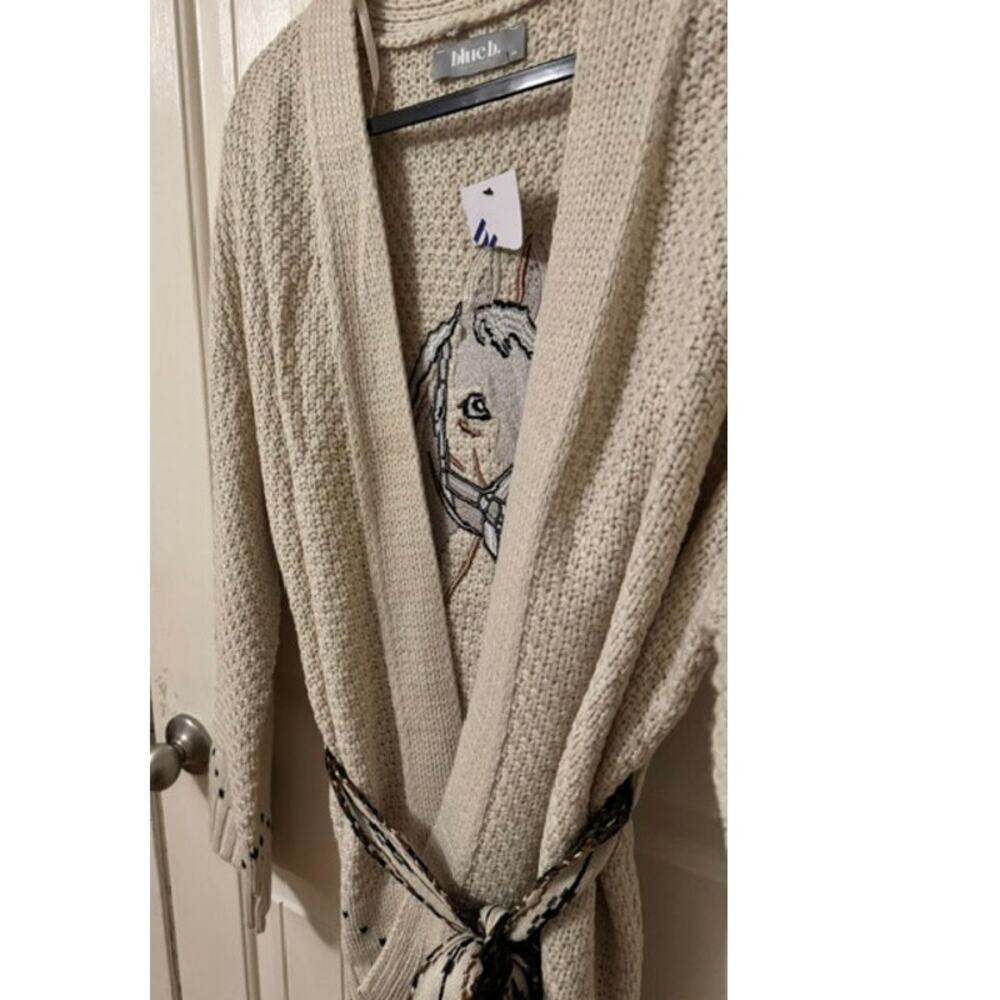 Blue B Western High Horse belted Horseshoe Cardigan M - Picture 11 of 12